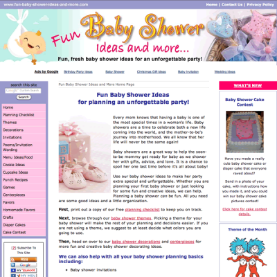 Fun baby shower custom web design