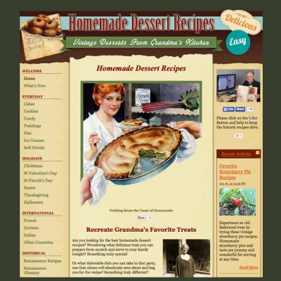 Custom website design for vintage dessert recipes