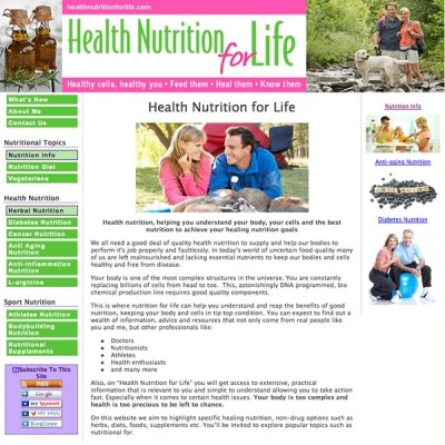 Custom website design for Health and nutrition